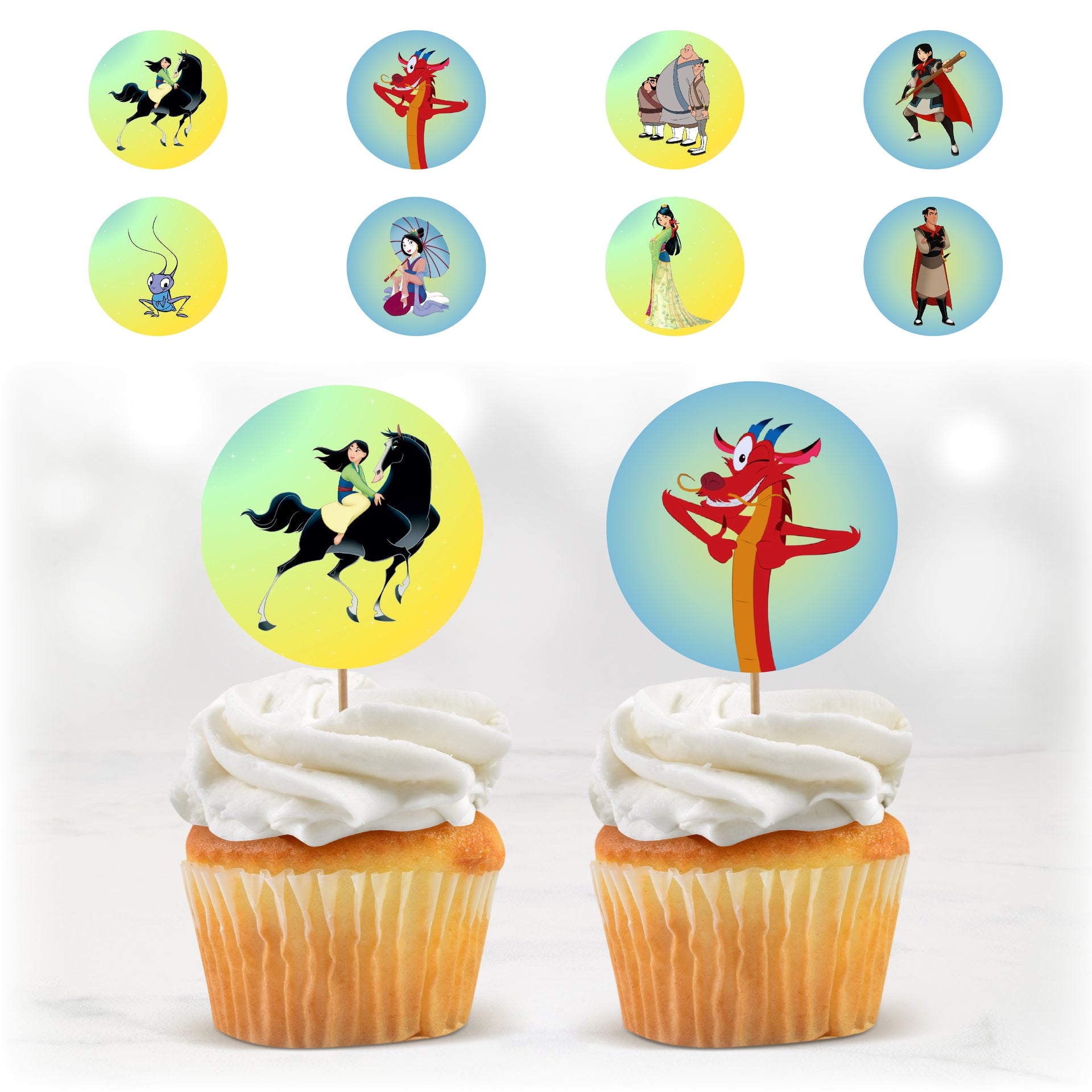 Cupcake Toppers - Mulan