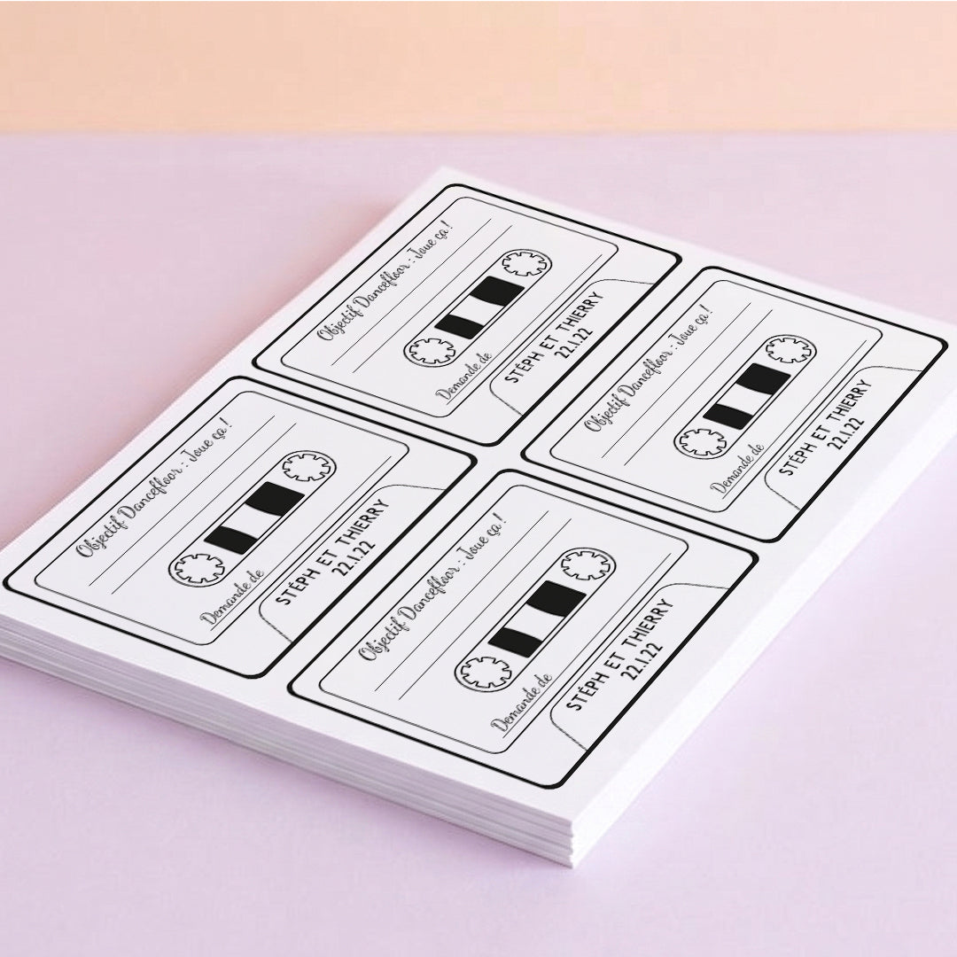 Feuilles A4 prêtes à être découpées pour préparer les cartes DJ !