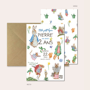 Invitation anniversaire personnalisable - Pierre Lapin