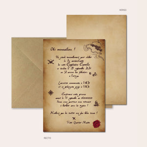 Invitation anniversaire personnalisable - Pirate