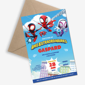 Invitation anniversaire personnalisable - Spidey et ses amis extraordinaires