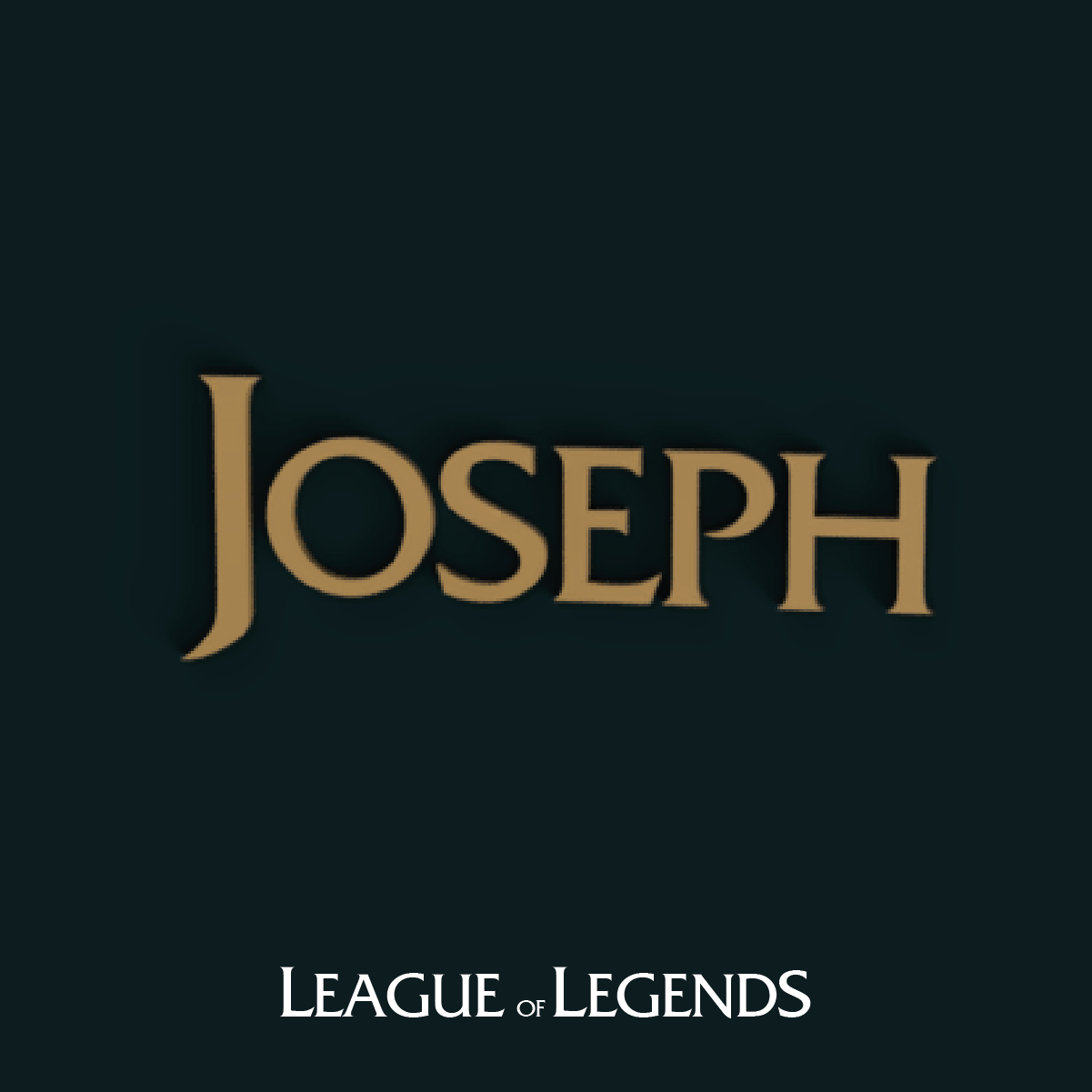 Prénom mural « Joseph » en impression 3D beige, style League of Legends, sur fond vert foncé.