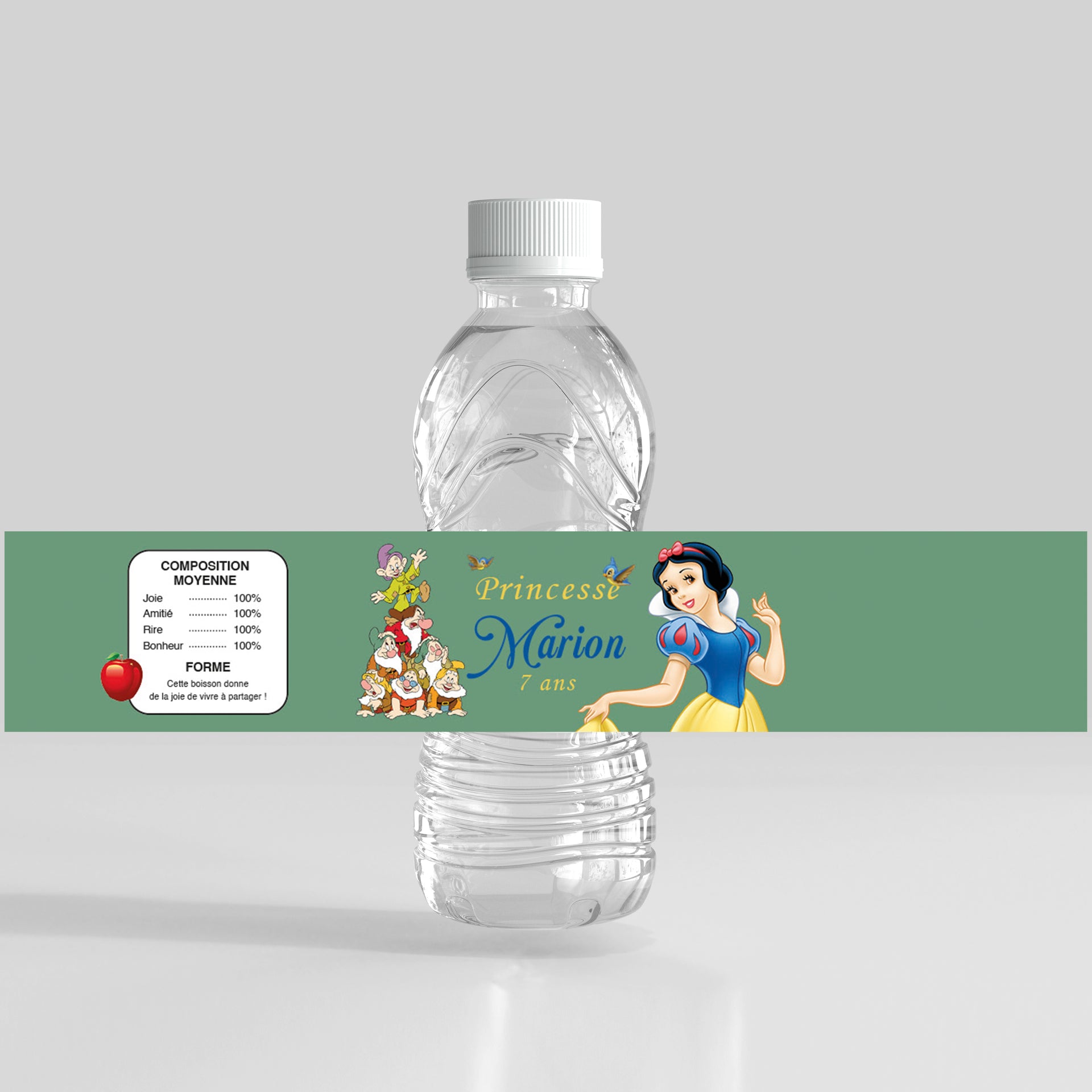 Etiquette bouteille personnalisable - Blanche-Neige et les Sept Nains