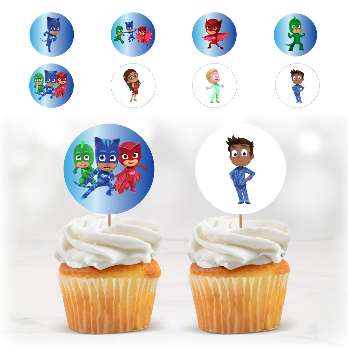 Pyjamasque Toppers Cupcake Toppers - Héros de la Nuit