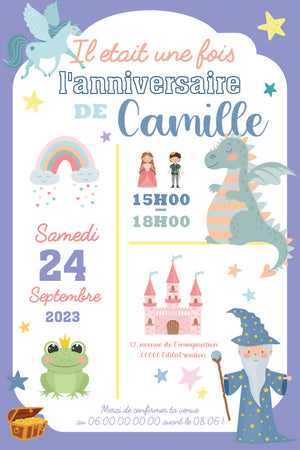 Invitation anniversaire personnalisable - Contes