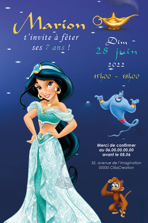 Invitation anniversaire personnalisable - Aladdin