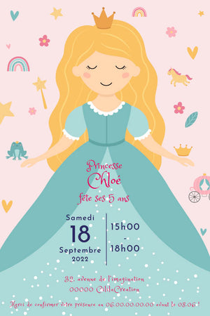 Invitation anniversaire personnalisable - Princesse