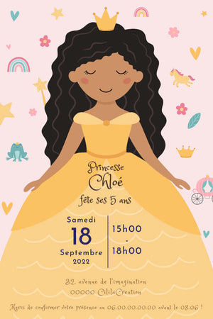 Invitation anniversaire personnalisable - Princesse