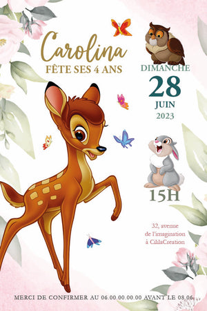 Invitation anniversaire personnalisable - Bambi