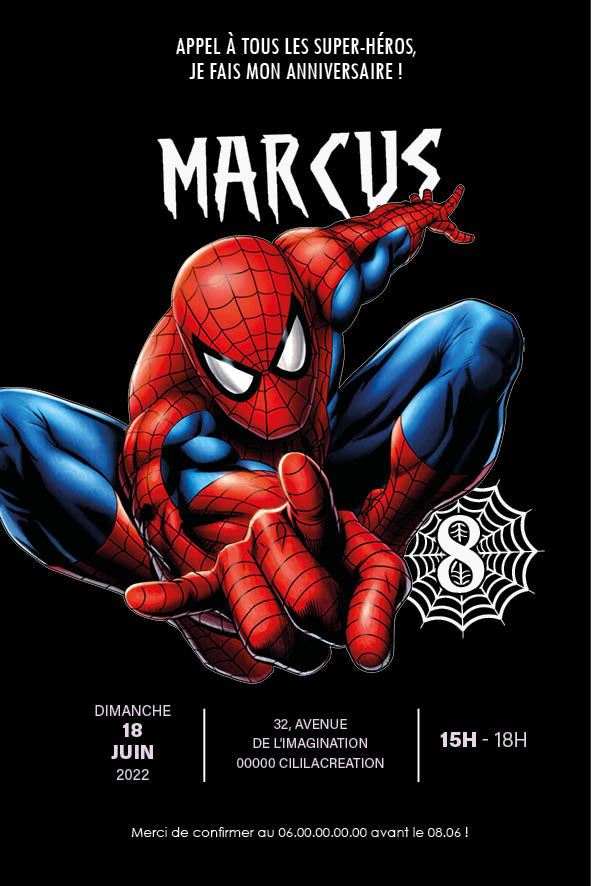 Invitation anniversaire personnalisable - Spider-Man