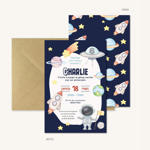 Invitation anniversaire personnalisable - Espace