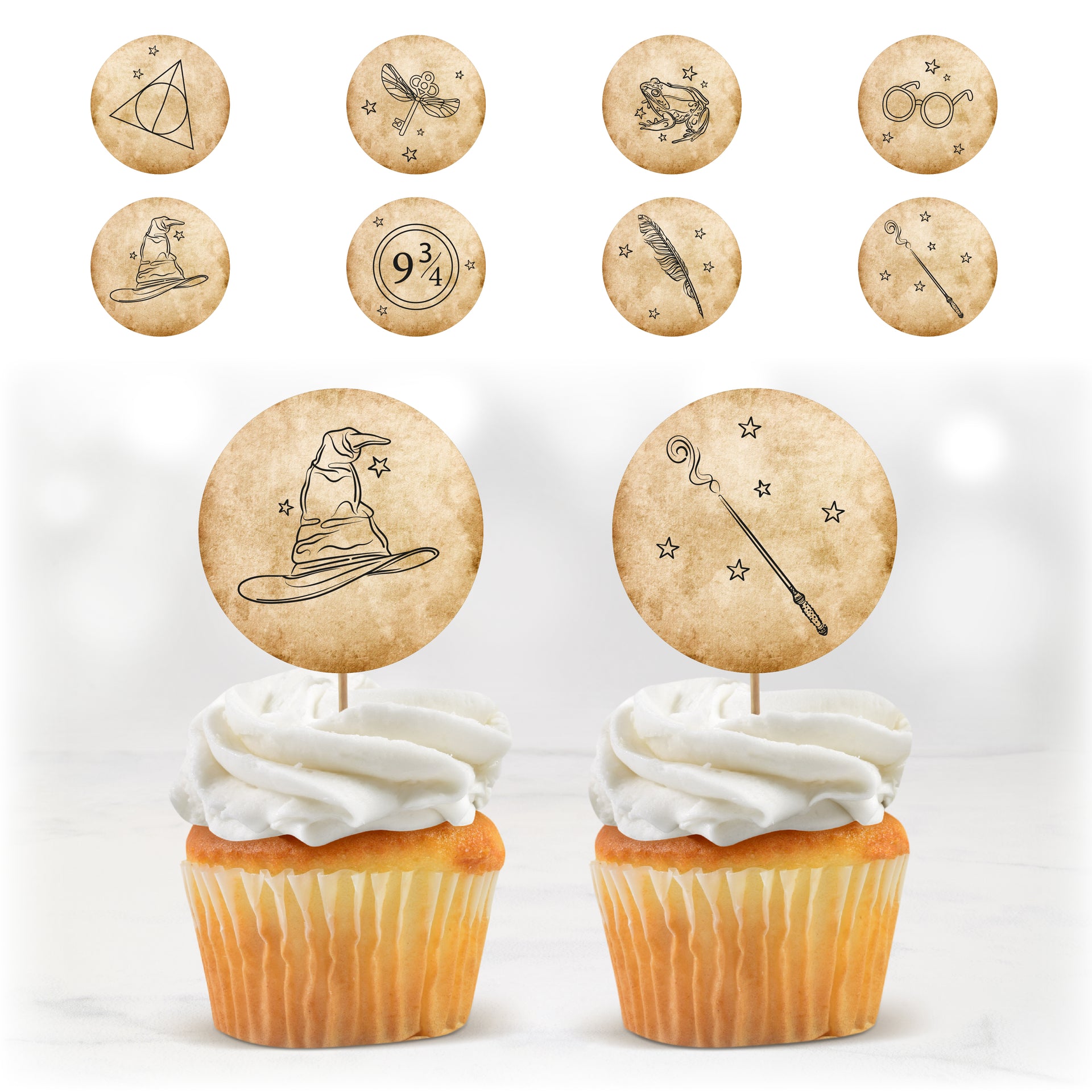 Cupcake Toppers - L'école des sorciers