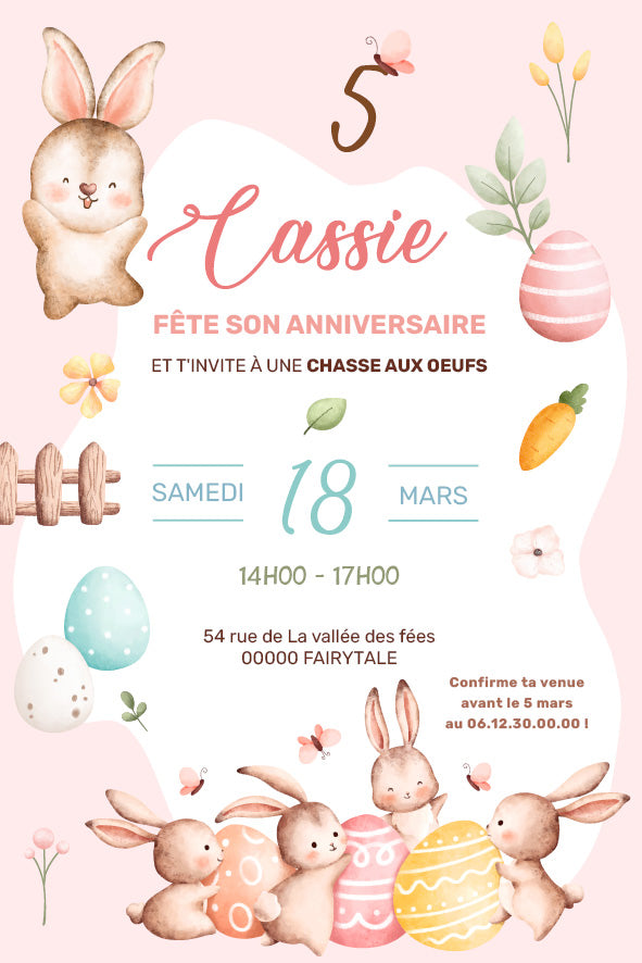 Invitation anniversaire personnalisable - Pâques