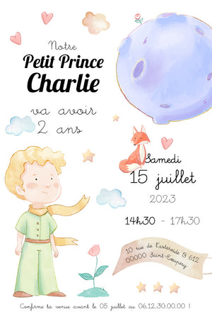 Invitation anniversaire personnalisable - Le Petit Prince